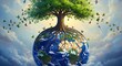 © Mumu - Earth Day. The Earth is a living organism, a tree symbolizing life and renewal, with birds flying around it