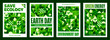 © Vector Tradition - Environment ecology green posters with geometric pattern and abstract figures. Vector eco save nature retro modern backgrounds with text save ecology, earth day, environment day and green energy