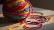 © Hamza - Vibrant multicolored yarn ball with threads on surface