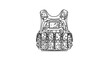 © Abah - Tactical Vest Outline Drawing, Military Gear, Combat Equipment Illustration