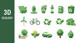 © MDRahamat - 3D ecology icon set with recycling symbols, electric car, solar panel, green energy and sustainable environment elements vector