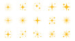 © Luan - Collection of golden sparkling starbursts and shines isolated on white background