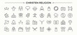 © Rubbble - Christian Religion icon set. Minimal icons pack. Catholic icon set. Contain linear symbols spirit, easter, ritual, religion, bible and more.