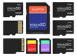© Sky - Memory cards and adapter used for storage capacity in electronic devices.