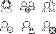 © Billal - Customer service and human resources icons set, call center operator, team management, verified user and shopping