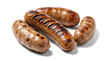 © Ly - four delicious grilled sausages with prominent grill marks, presented on a transparent background for versatile integration into food-related graphic designs and marketing materials.