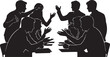 © vector element - Silhouette vector illustration of business people group having intense meeting debate office