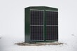 © a40757se - New electric utility boxes with solar panels next to a snowy walkway