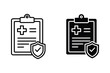 © Druvo - Medical Health Insurance Clipboard Icon Set with Shield