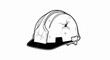 © Kemeja - Black and white illustration of a cracked hard hat