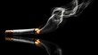 © Maryna - Smoking cigarette emits wispy smoke against stark black background