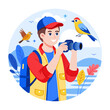 © SmashingStocks - Flat style illustration depicting bird watching