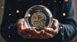 © Tahmina Kazim - Hands holding crystal ball with clock mechanism predicting future
