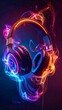 © Hrms - Neon Glowing Headphones with Abstract Sound Waves