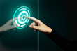 © elyousfi - Hand gesture pressing power button hologram