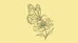 © regulator - Butterfly perched on a flower, delicate line art illustration.