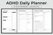 © arman - ADHD Daily Planner Vector Illustration, Printable Neurodiversity Focus Organizer, Executive Function Support and Habit Tracker Interior Template