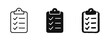 © ICONS FOR YOU - Checklist clipboard icon set. Task completed, to-do list or survey symbol in different styles.