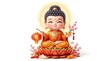 © JetHuynh - Cute Chibi Buddha Tathagata Character 3D Illustration for Asian Lunar New Year, pure white background