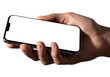 © Shahnaj - A hand holding a modern smartphone displaying a blank screen isolated on transparent background png,PNG