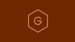 © wahid - Minimalist Geometric Hexagon Icon with Stylized Letter G on a Warm Brown Background for Branding Design