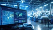© Johanstudio - Advanced computer screen displaying global data analytics and monitoring systems within a modern industrial hub