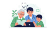 © Diane - Doctor, Elderly Woman, and Child Discuss Digital Health on Laptop: Intergenerational Healthcare Consultation & Education