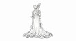 © risi - Elegant white gown with a flowing train adorned with numerous delicate floral embellishments