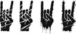 © smth.design - Grunge hand signs with rock and peace gestures black silhouettes with distressed texture