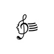 © Local Vector - Music note clef logo with singer's face in flat vector design style for music events, music festivals and more