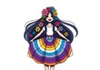 © Ranju - A cartoon girl with a colorful skirt and flowers in her hair