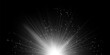 © Кирилл Макаров - Abstract light burst White radiant center emitting numerous thin rays outward across black background, scattered circular particles, soft glow gradient, dramatic illumination, dynamic explosion effect