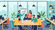 © iskadaryati - A diverse team of professionals collaborates during a productive business meeting in a modern, vibrant office space, discussing financial growth and strategic planning.