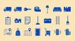 © varla - Moving House Icons Set - Blue Vector Graphics on Beige Background