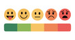 © Mohammad - Customer satisfaction rating scale with five colorful emoji faces and corresponding color bar