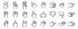 © Ярослав Дацко - hand gesture outline icon set with pointing fingers, thumbs up, thumbs down and communication symbols isolated on transparent background