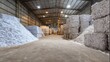 © Rodica - Interior of recycling warehouse with bales of recycled paper stacked indoors