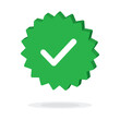 © stefanbalaz - 3D Green Check Mark Verified Badge Vector - Approved Tick Icon for Quality Guarantee, Success Symbol, Certified Seal, and Social Media Profile Verification Isolated on White Background.