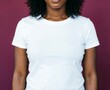 © Natalia - Woman Wearing White T-Shirt Against Purple Background