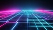 © buraratn - Futuristic Cyber Landscape with Neon Grid and Glowing Lights in a Dark Environment for Sci-Fi and Technology Themes