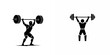 © dewi wenda - Dynamic silhouettes depicting a male athlete in the powerful act of weightlifting, showcasing strength and determination