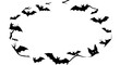 © datuk - Oval Shaped Halloween Border Frame Composed of Silhouetted Bats Flying in a Circle Against a Transparent White Background Great for Spooky Themed