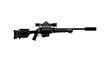 © Jimmy - Sniper Rifle with Silencer and Scope - Black Silhouette Icon