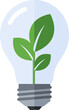 © StockDignity - A clear light bulb containing a vibrant green plant with three leaves, symbolizing eco-friendly energy and sustainable innovation.