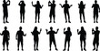 © Monir Creatives - People using smartphones silhouettes set, men and women texting, calling, taking photos, social media lifestyle vector illustration