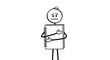 © Dimana - Sad Stick Figure Holding a Notebook, Feeling Worried and Anxious