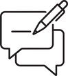 © Alamin - chat bubbles with pen line icon for customer advice product review feedback and commercial business marketing