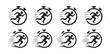 © FARJANAAKTER - Running stopwatch icons showing runner motion inside clock face representing time and speed