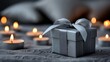 © Julia - A bed holds a charming gift box, accompanied by candles and champagne glasses, fostering a snug and loving atmosphere