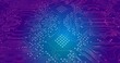 © vectorfusionart - Glowing hexagonal pad cluster radiating cyan core light in abstract digital art, conductive traces